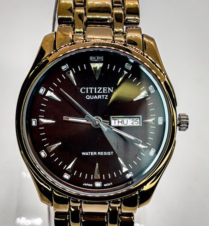 Citizen Analog Watch for Men | Rich Brown with Copper Tone - Signature Seconds