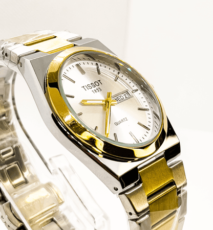 Tissot Analog Watch for Men | White with Gold Tone - Signature Seconds