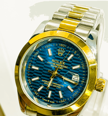 Rolex Analog Watch for Men | Dark-Cyan with Gold Tone - Signature Seconds