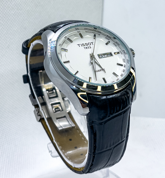 Tissot Analog Watch for Men Leather Strap | Silver with Elegant White - Signature Seconds