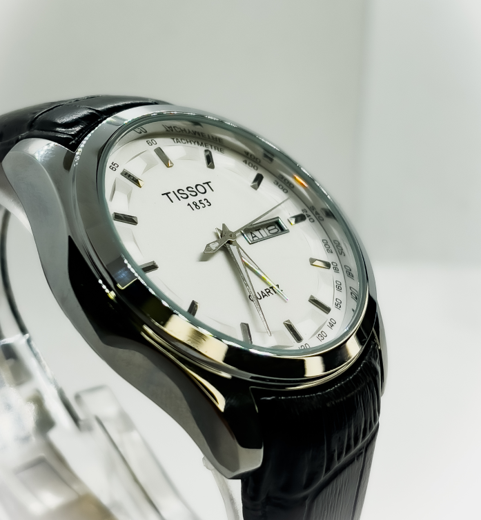 Tissot Analog Watch for Men Leather Strap | Silver with Elegant White - Signature Seconds