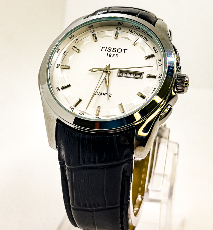 Tissot Analog Watch for Men Leather Strap | Silver with Elegant White - Signature Seconds