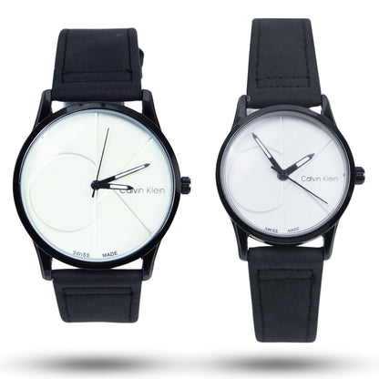 Calvin Klein Minimalist Couple Watches | Elegant White with Black Accents