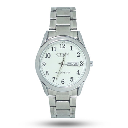 Citizen Quartz Watch for Men | Sleek Silver with Classic White